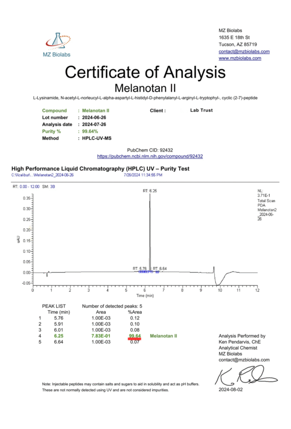 Melanotan 2 (MT-2) 10mg — α-MSH Analog Research Peptide