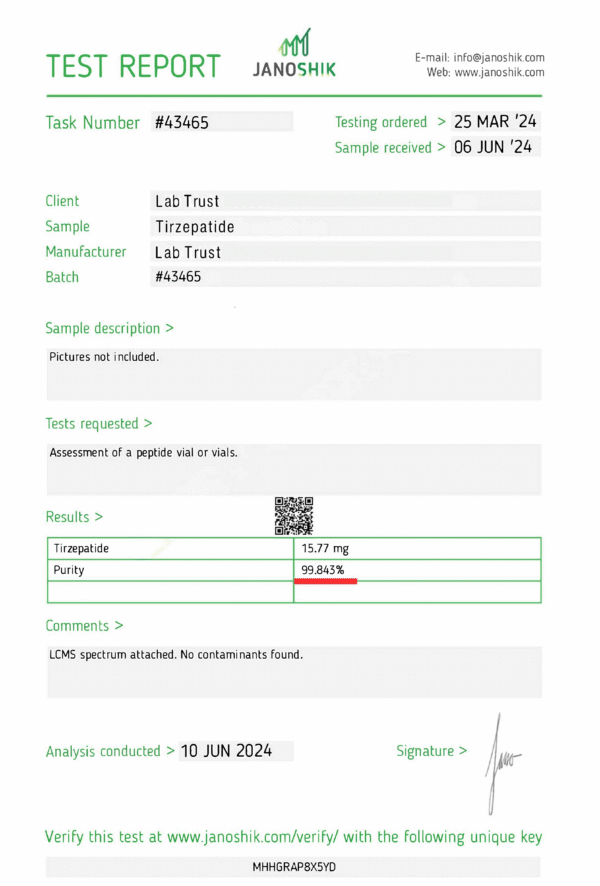 Tirzepatide 10mg β GLP-1/GIP Dual-Agonist Research Peptide