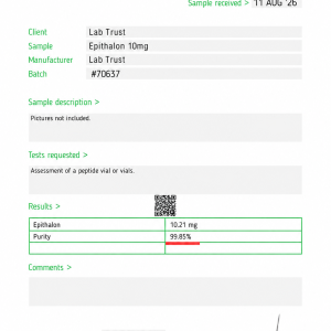 Epithalon 10mg — Tetrapeptide for Cellular Aging & Longevity Research - Image 2